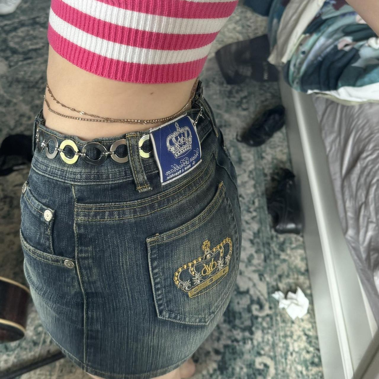 タグ有り！victoria beckhamデニムスカート 24サイズ Vintage rare denim Victoria Beckham/ rock republic | Depop