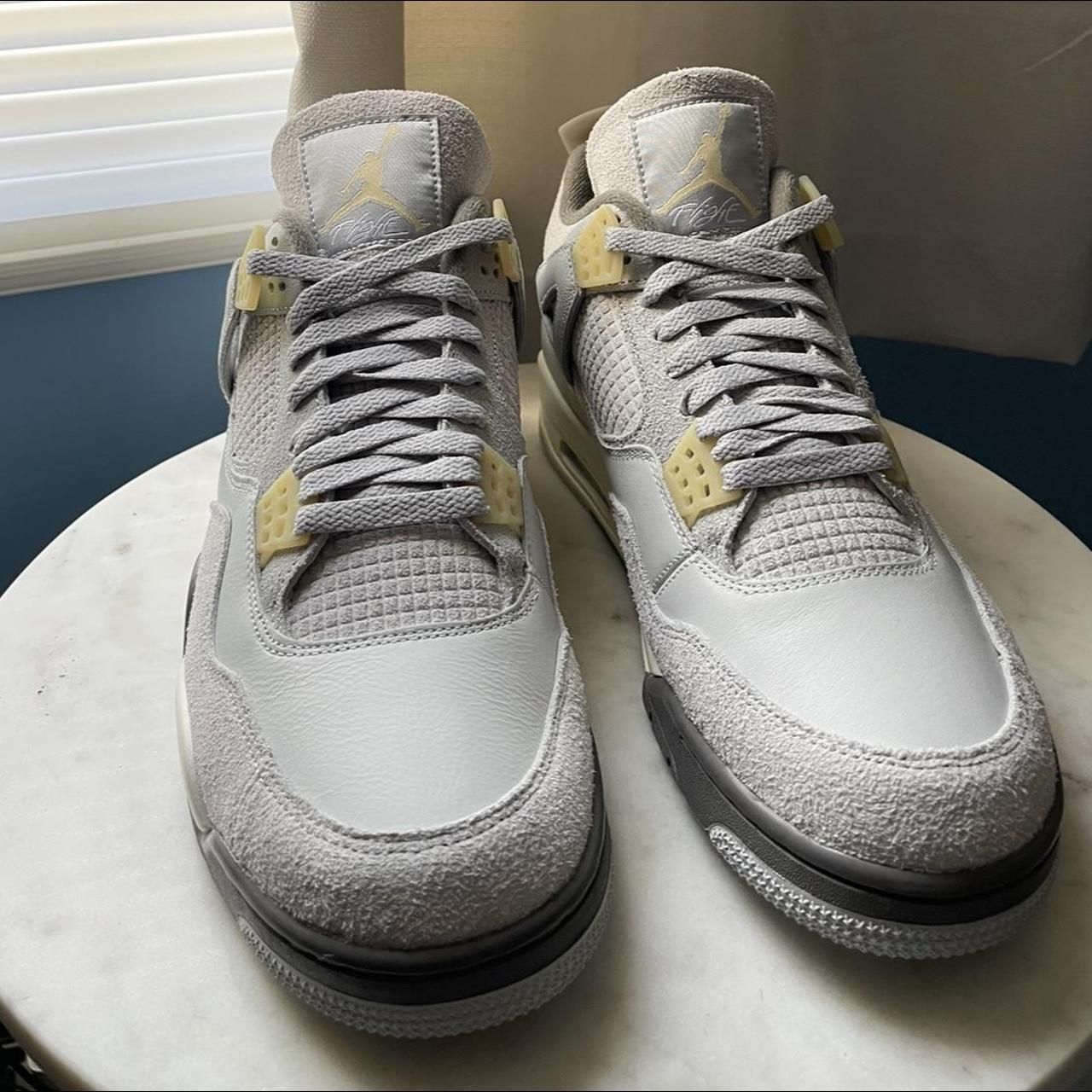 Jordan Men's Grey and Cream Trainers | Depop