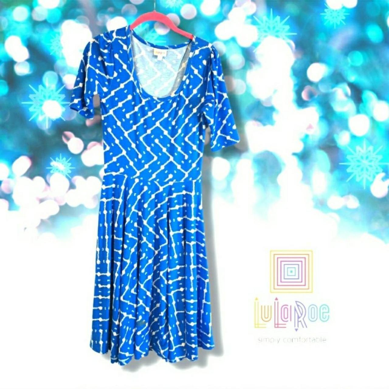 Lularoe Nicole Dress Size Small (Runs big) Blue and - Depop