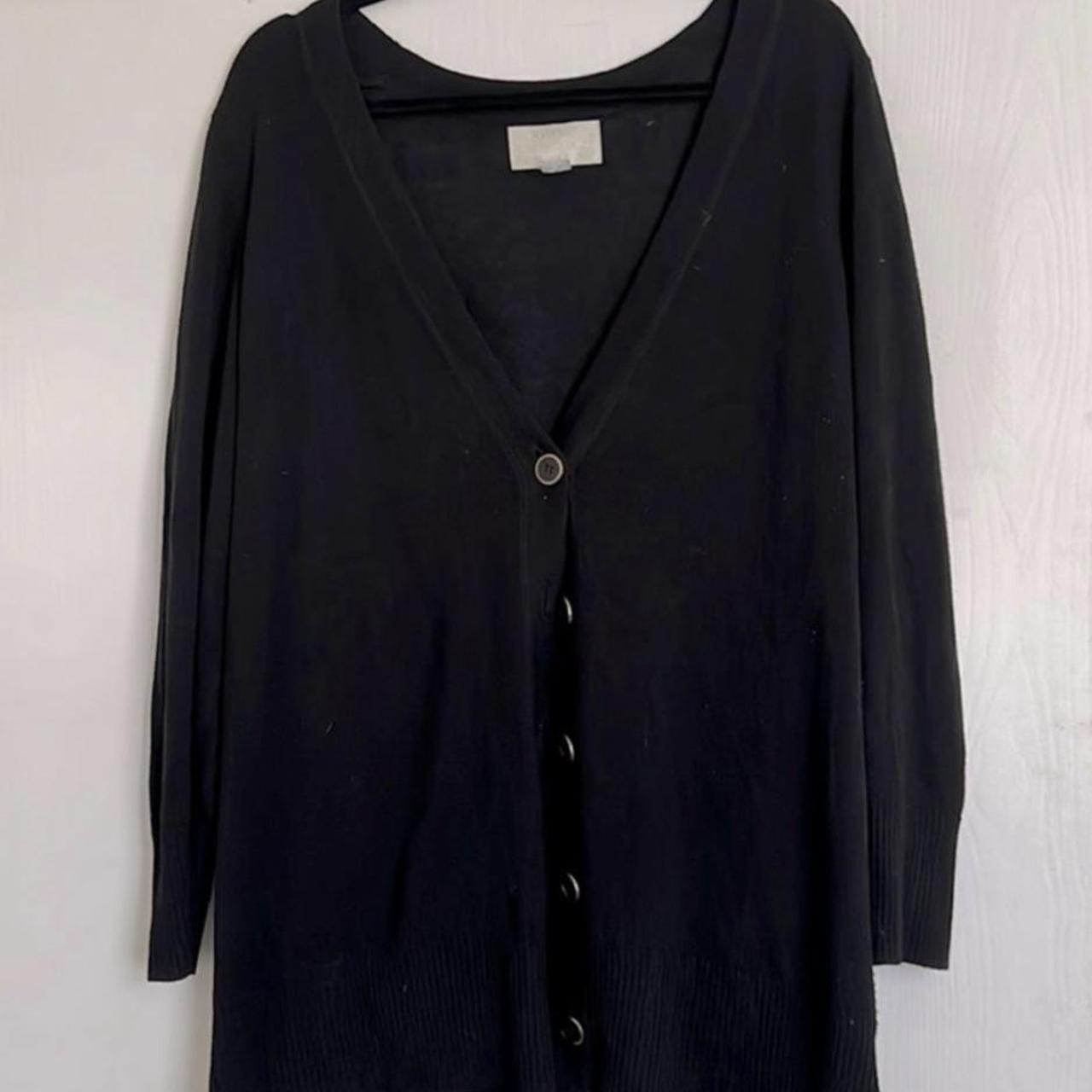 Avenue Classic Long Black Cardigan with Buttons... - Depop