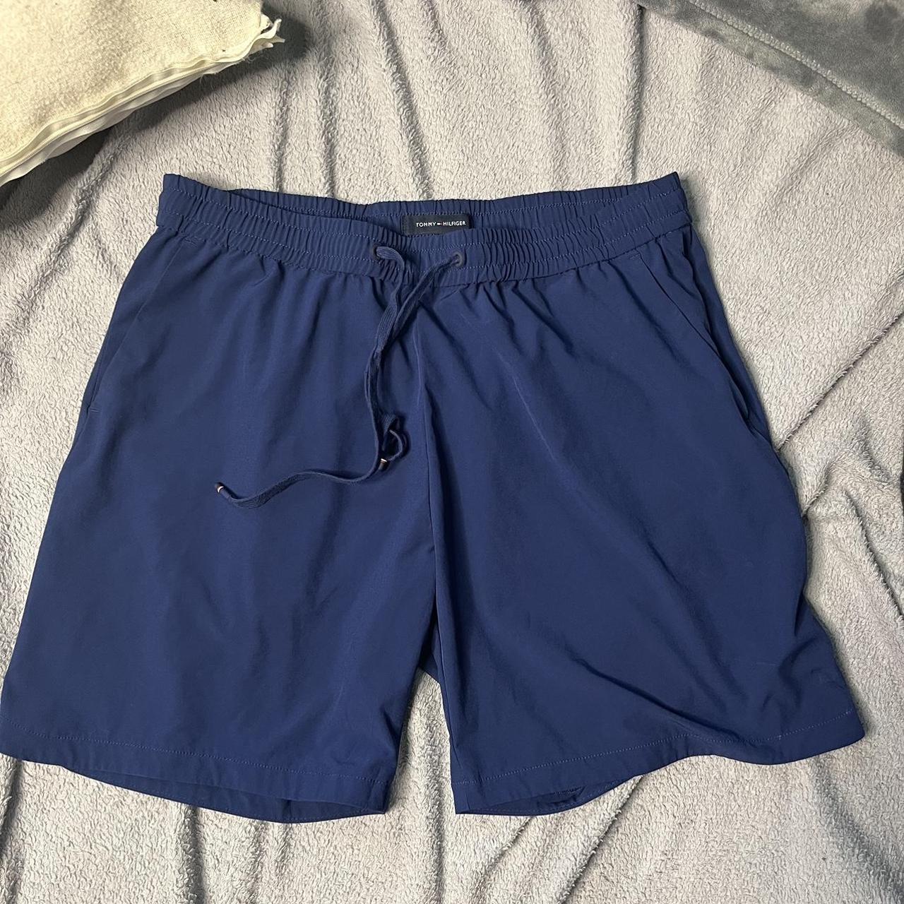 navy blue TOMMY HILFIGER men’s medium shorts, worn... - Depop