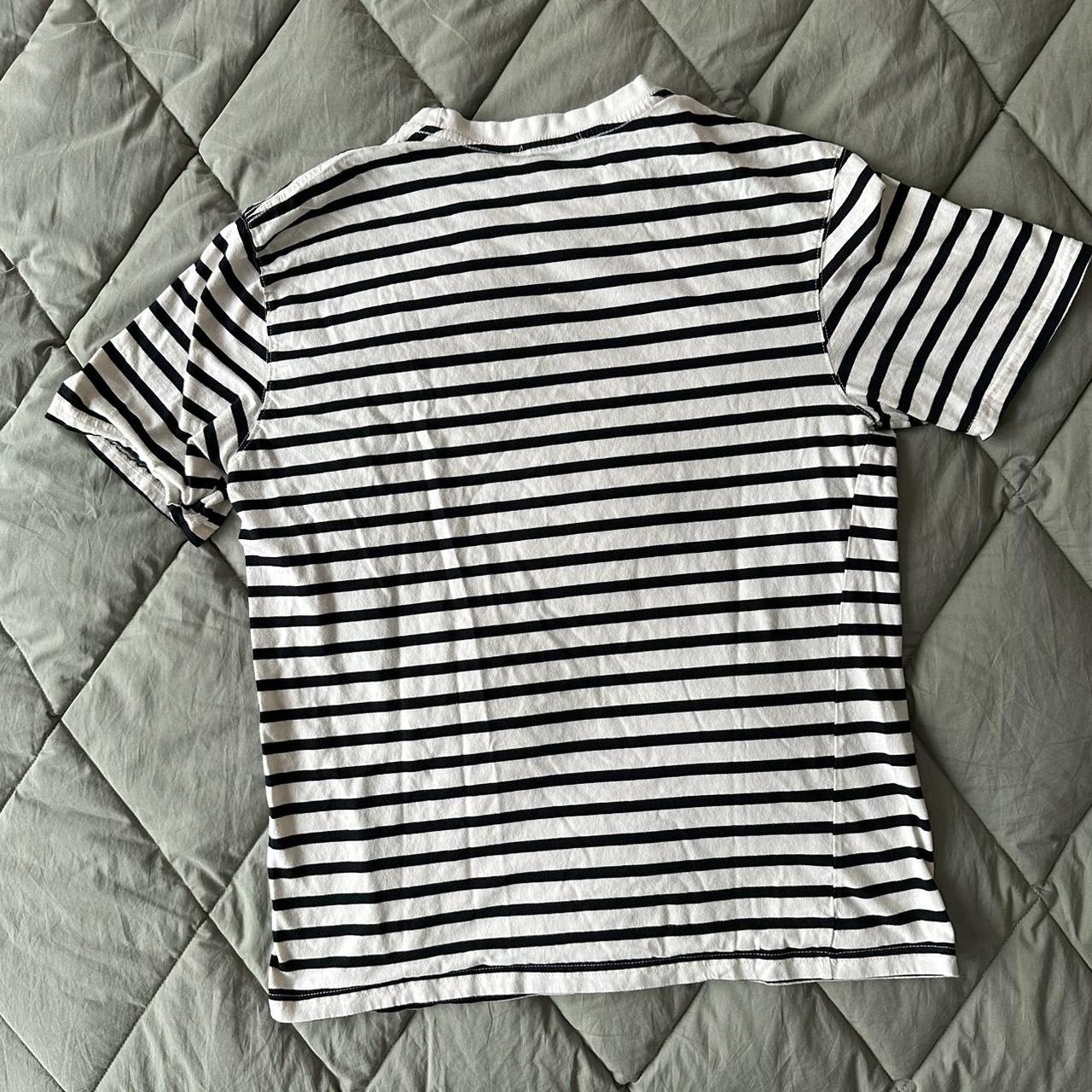 Striped shirt from Zara. White shirt with navy blue... - Depop