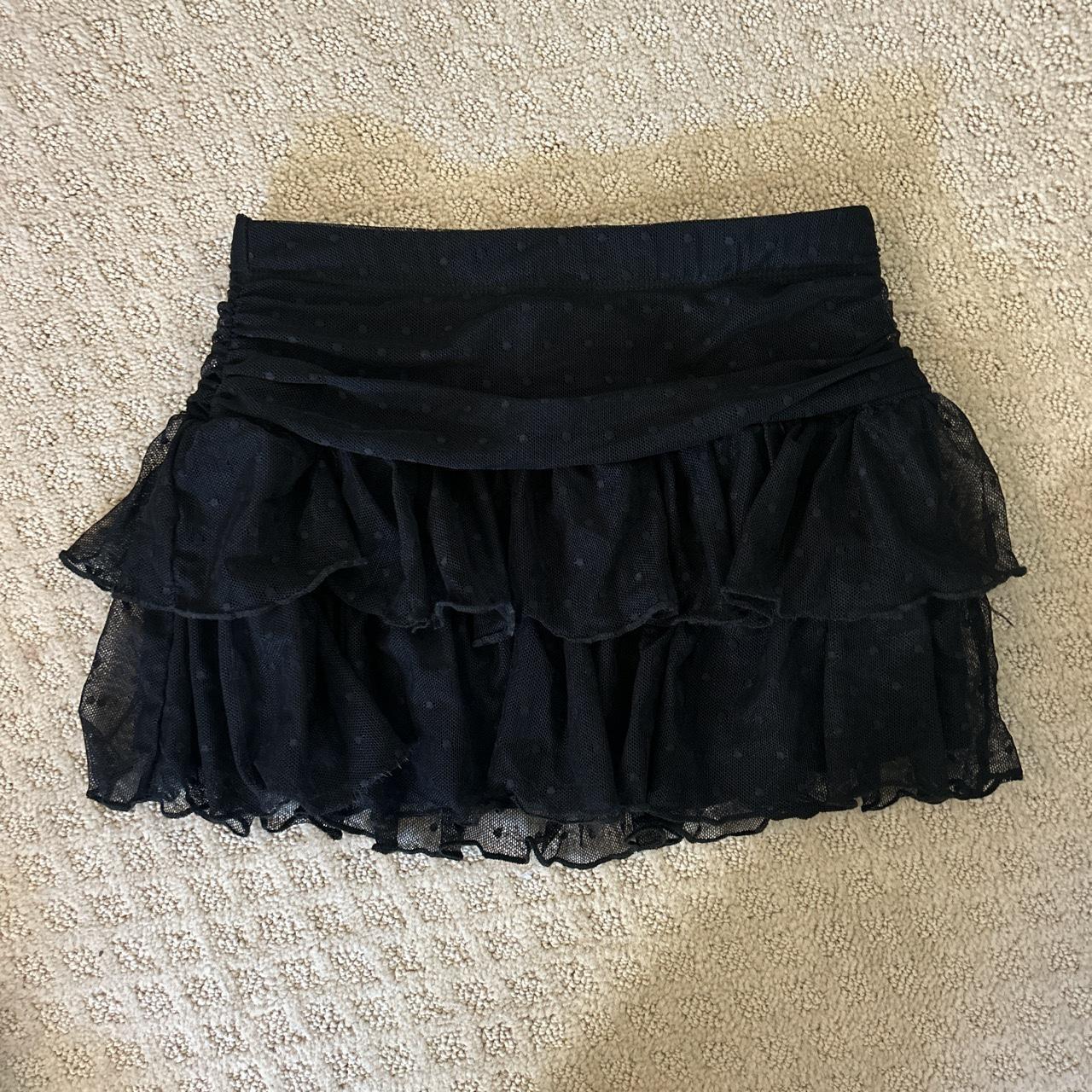 Black mini skirt with polka dot design. Brand new... - Depop