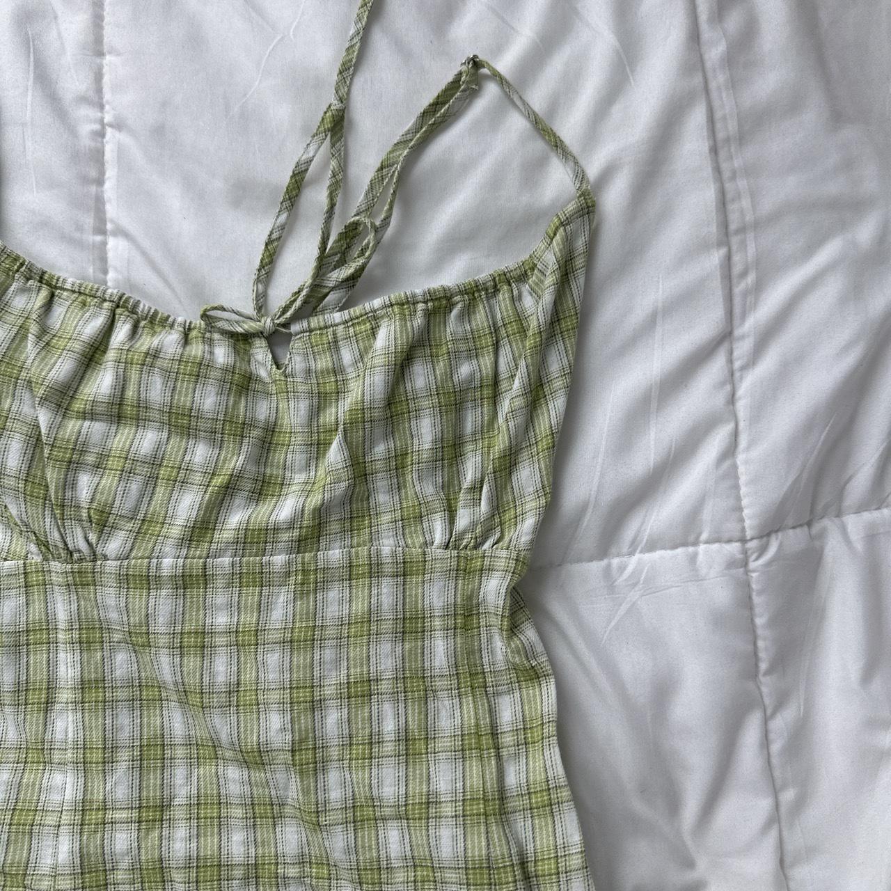 Brandy Melville Women's Green and White Dress Depop