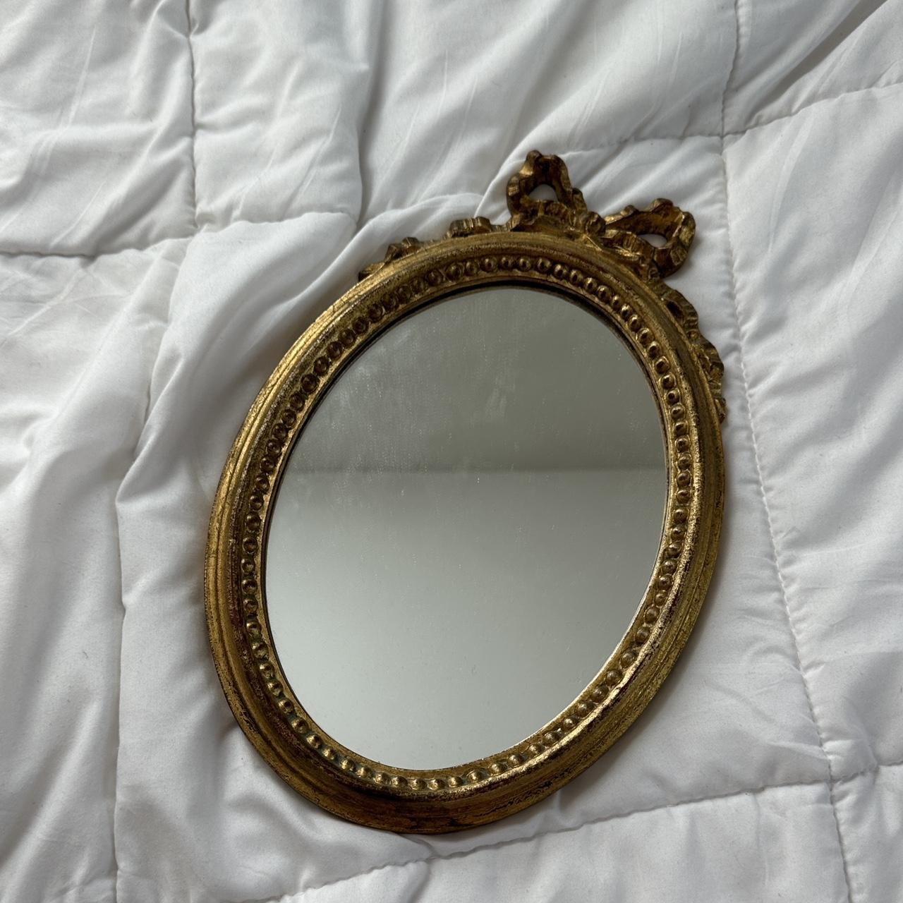 adorable vintage mirror 🤍 cute bow at the top!... - Depop