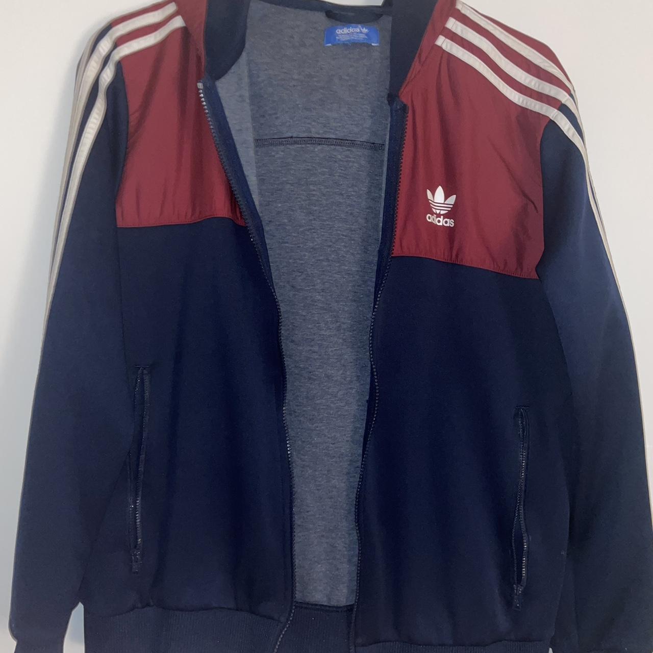 Adidas Original Navy & Maroon Hooded... - Depop