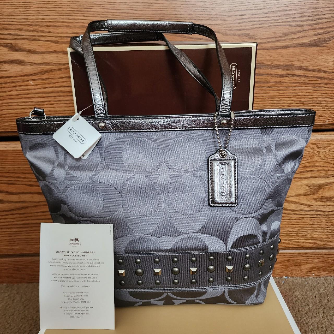 Coach F17567 Signature Studded Dark Gray shops Tote Bag NWT Retail $298