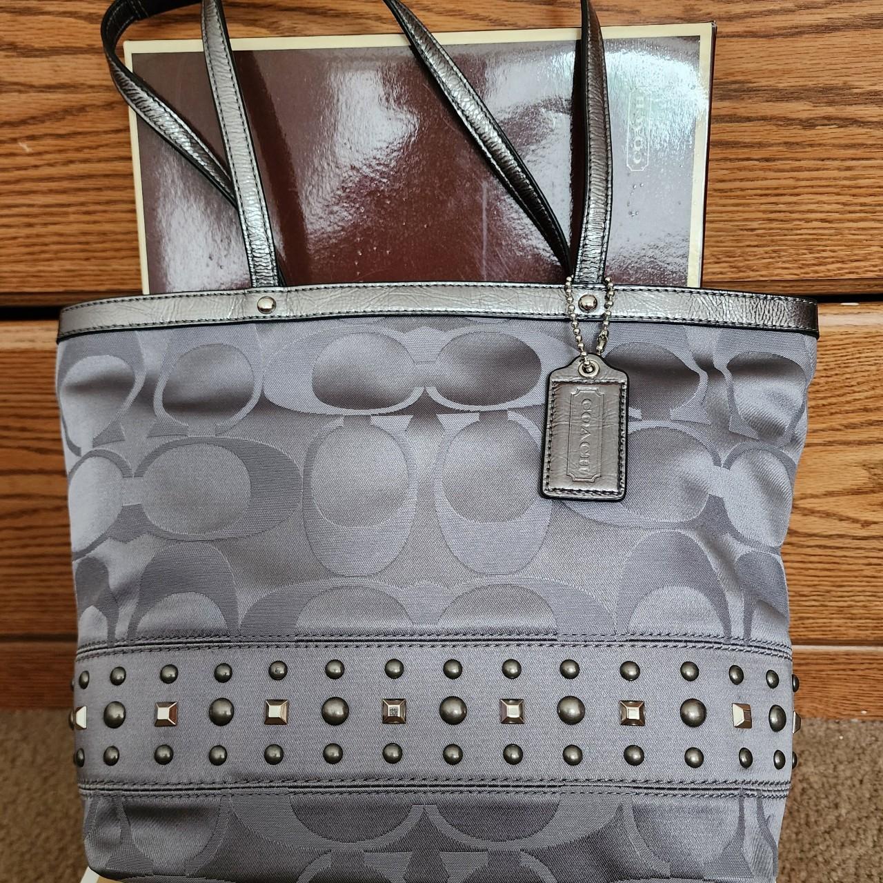 Coach F17567 Signature Studded Dark Gray shops Tote Bag NWT Retail $298