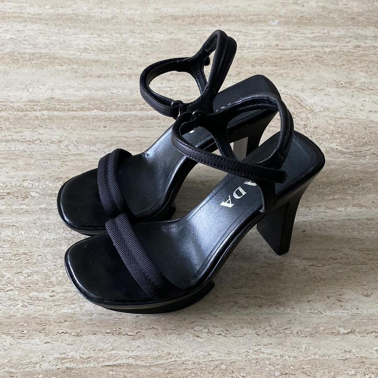靴 Vintage Prada T-Strap Heel Sandals Prada t strap jeweled high heel sandals