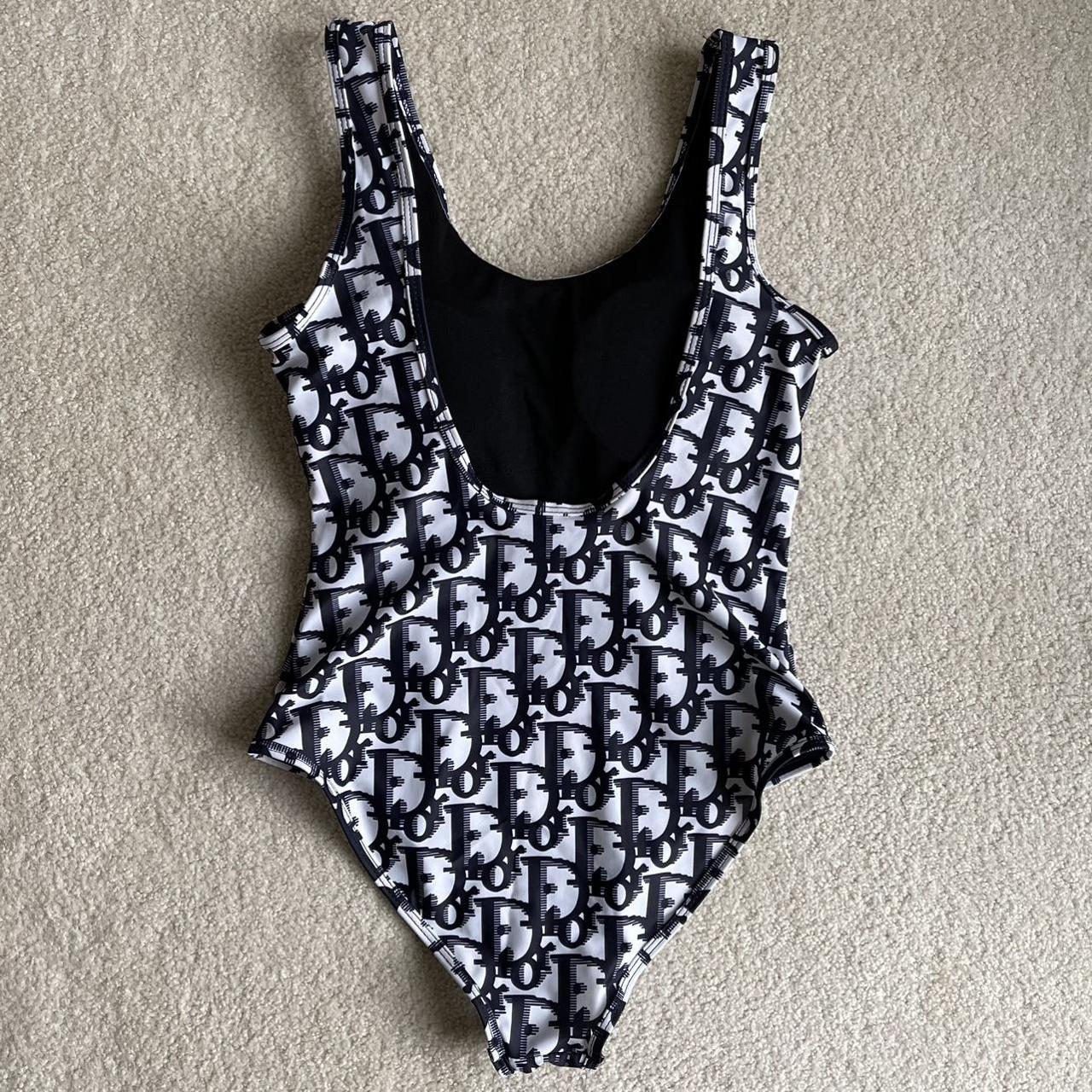 Christian Dior Women's Black and White Swimsuit-one-piece | Depop
