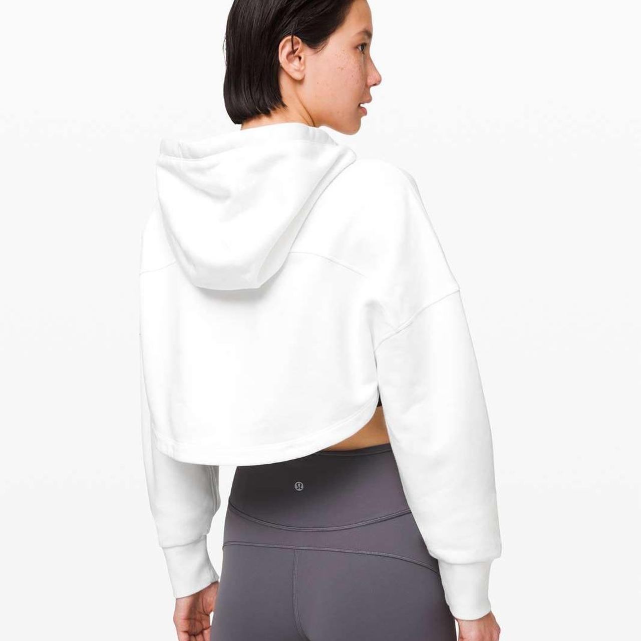 Lululemon New Ambition Cropped Hoodie in White. - Depop
