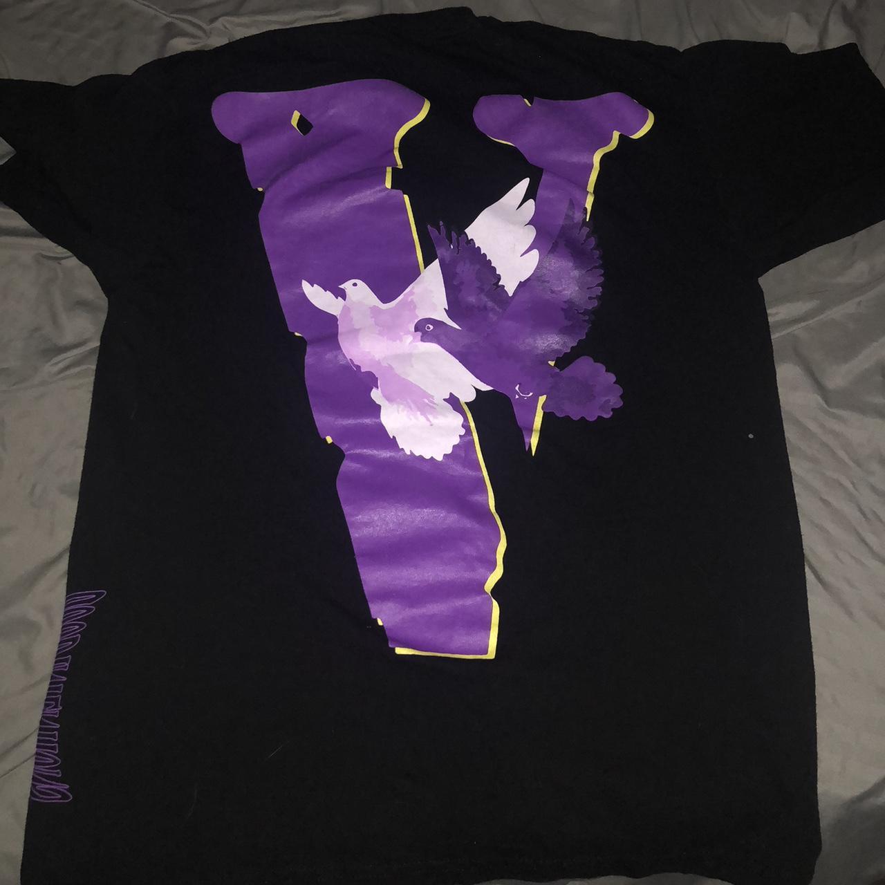 Vlone Men's Black and Purple Tshirt Depop