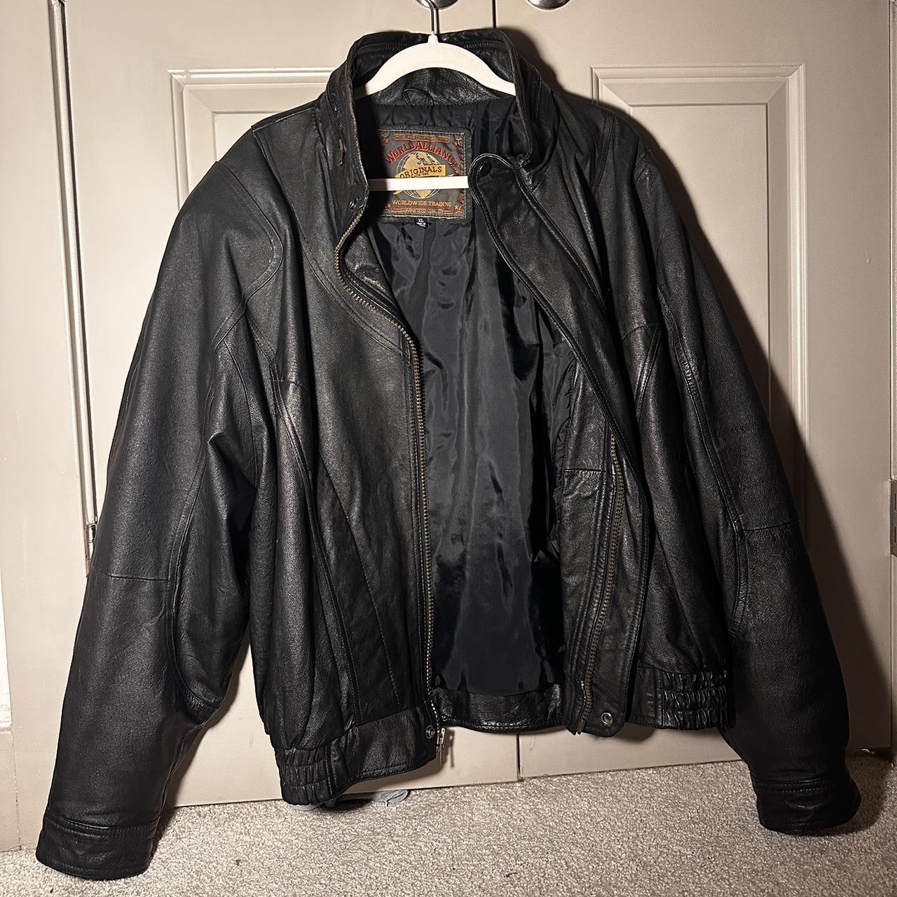 black leather jacket xl 100 genuine leather Depop