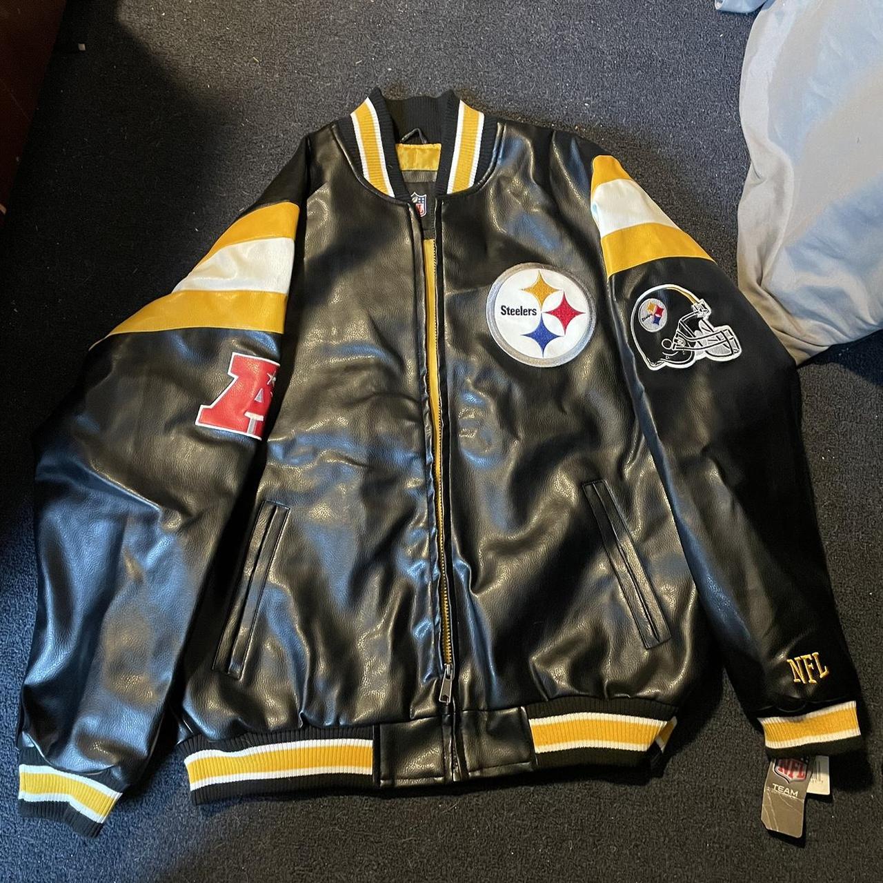 Black Yellow Pittsburgh Steelers NFL Team Leather Jacket