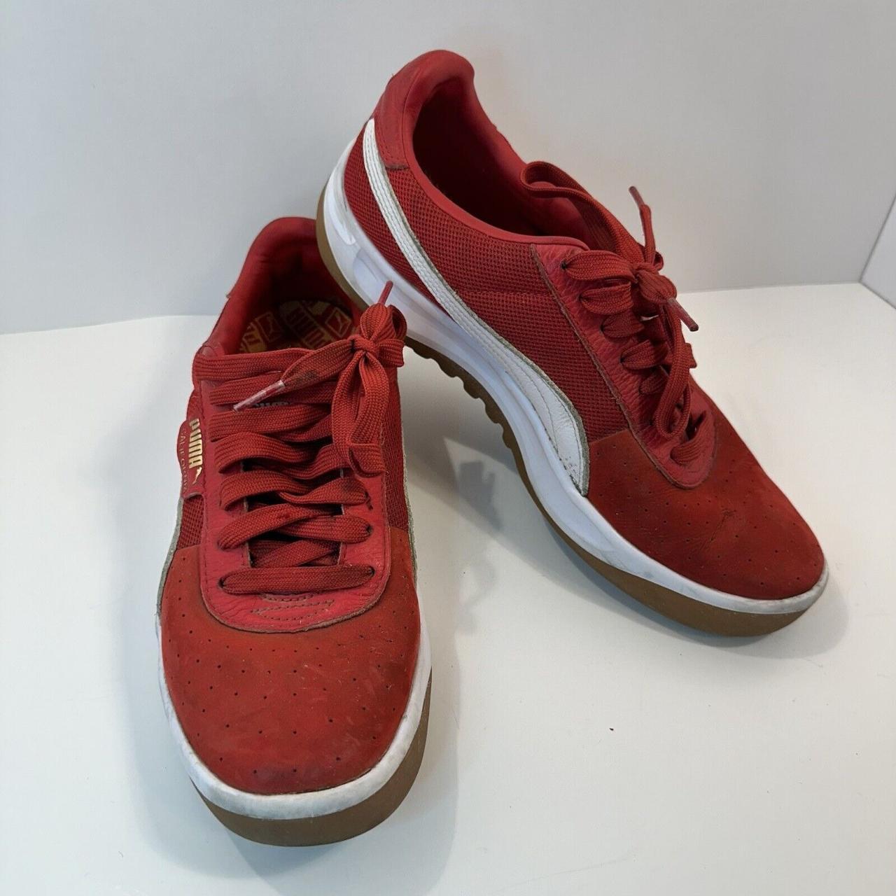 Puma California Womens Lace Up Red Sneakers Size 10. Depop