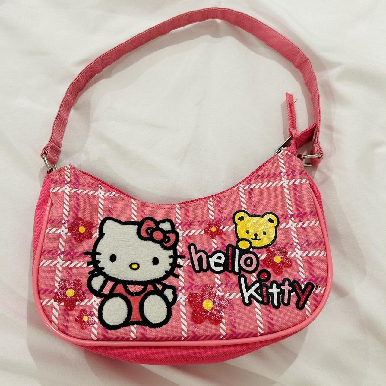 1990 RARE super cute plaid Hello Kitty shoulder bag - Depop