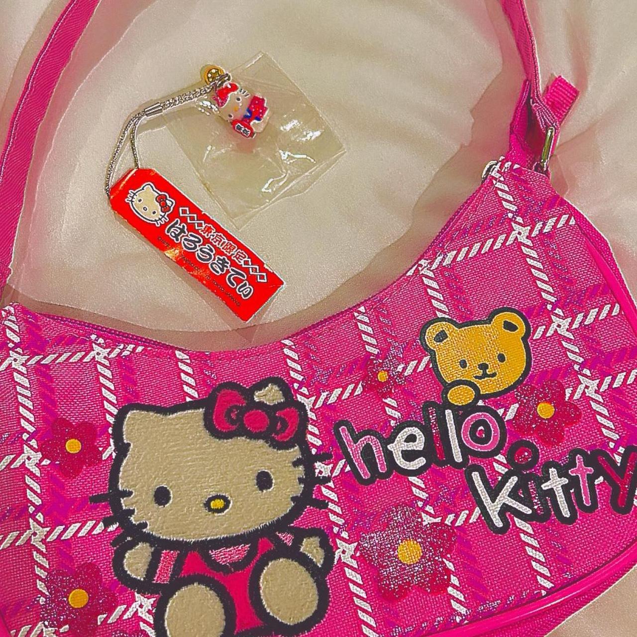 1990 RARE super cute plaid Hello Kitty shoulder bag - Depop