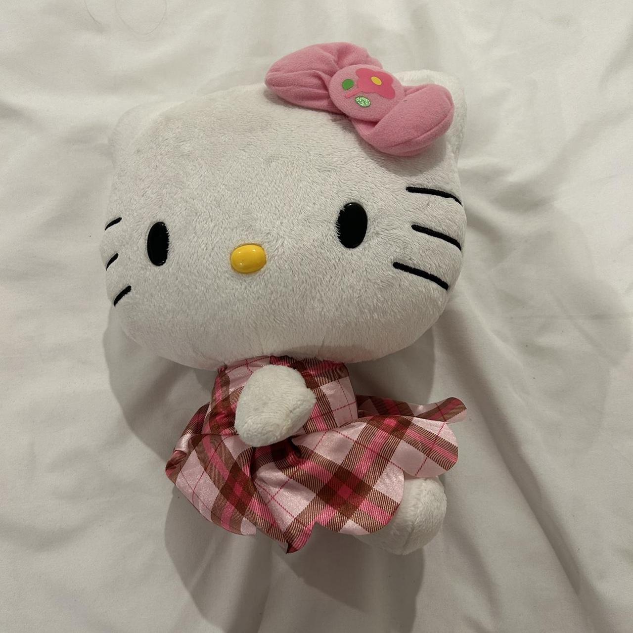 Hello kitty small/medium plaid blue plush vintage  - Depop