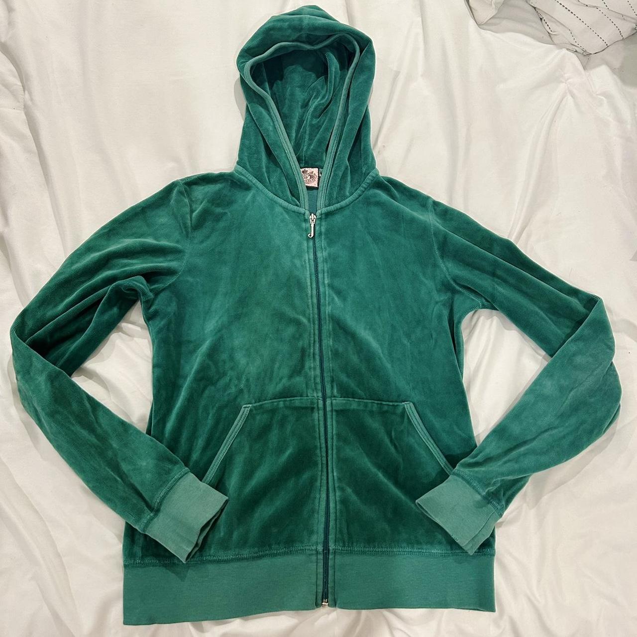 Juicy couture green velour jacket hoodie Soo soft... Depop