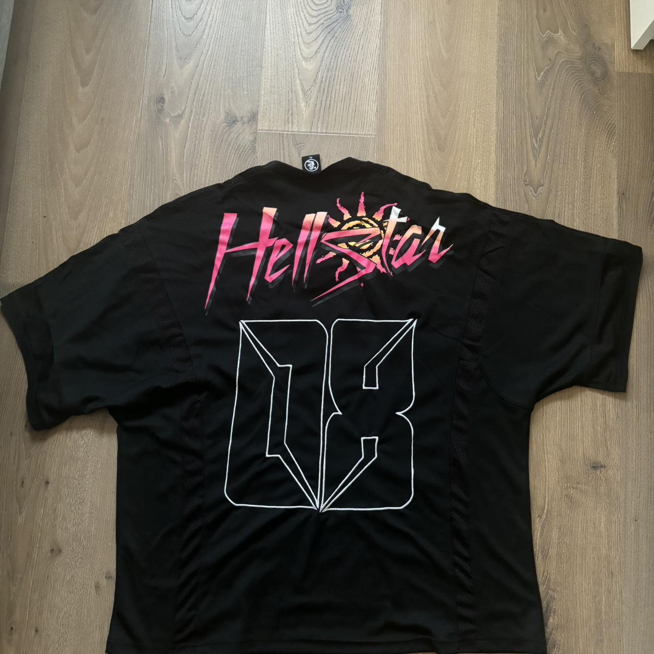 Hellstar 08 black and pink flame football jersey | Depop