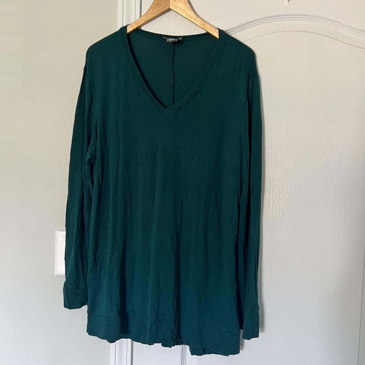 Adrianna Papell blue green long sleeve top Depop