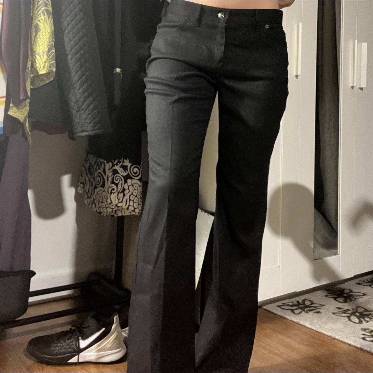 Black flat low rise pants Super cute flares Doesn’t... - Depop