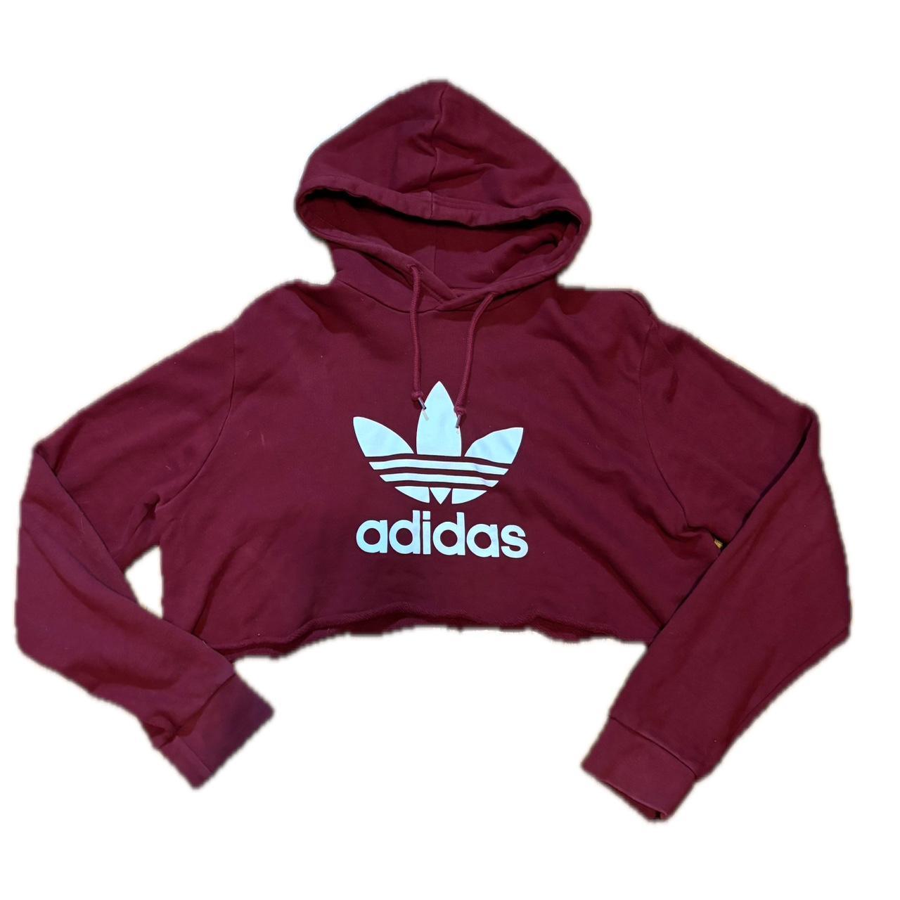 Adidas cropped hoodie maroon hotsell