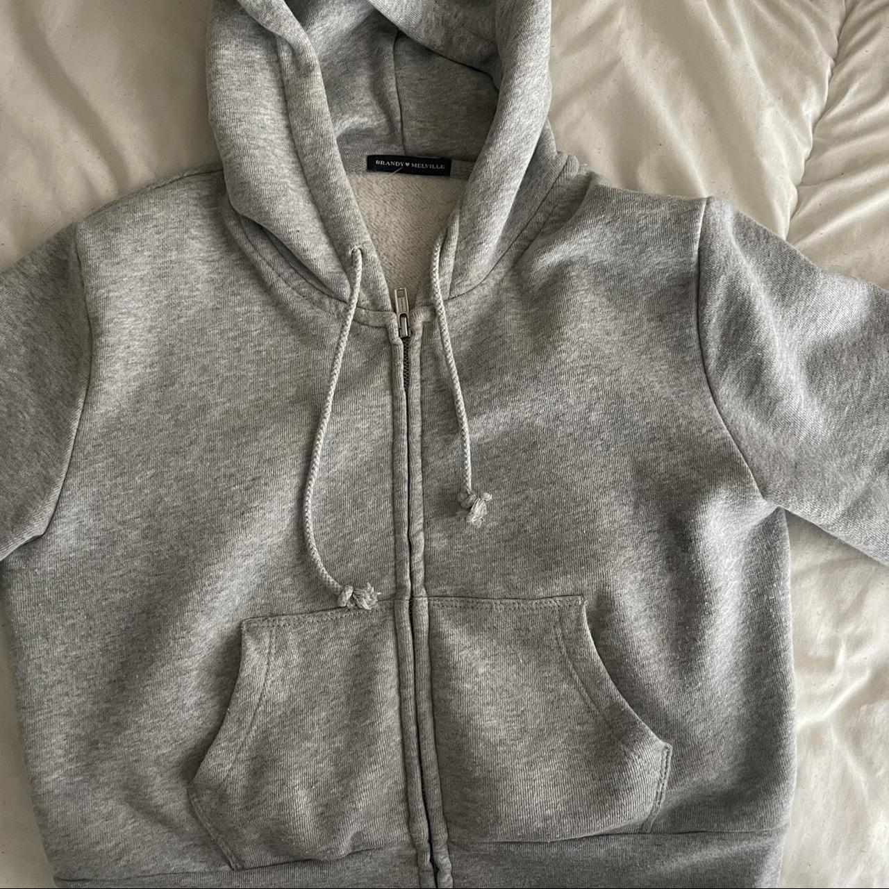 Grey zip up brandy Melville Super comfy Brandy new!! - Depop