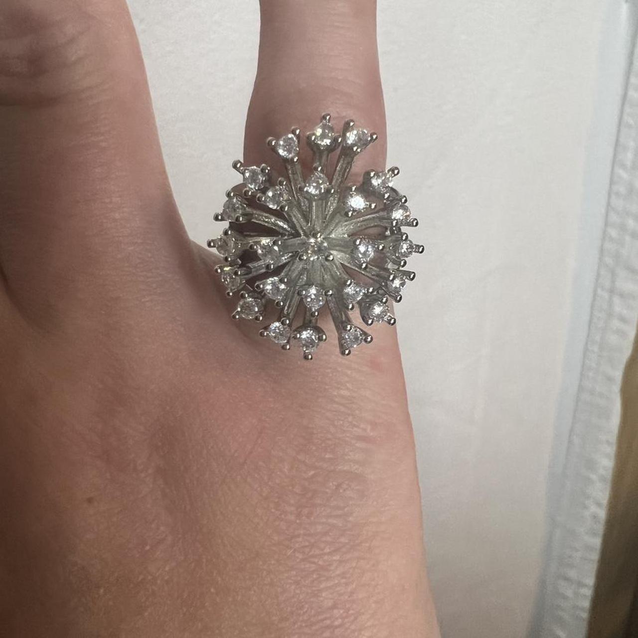 Women's Ring - Silver – Silver snowflake ring wit… - image 2