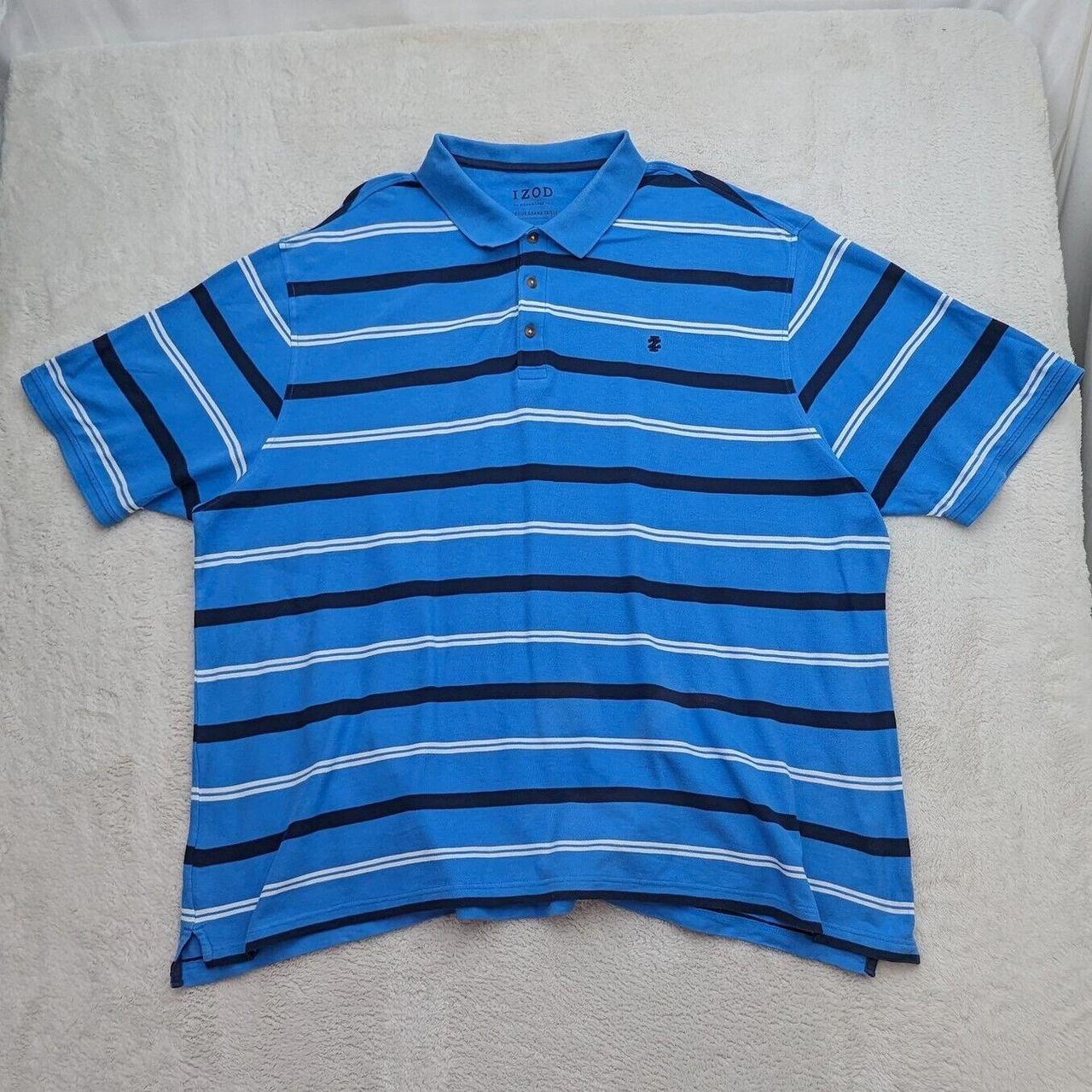 Mens Izod Polo Shirt Regular Fit Blue Striped 100%... - Depop