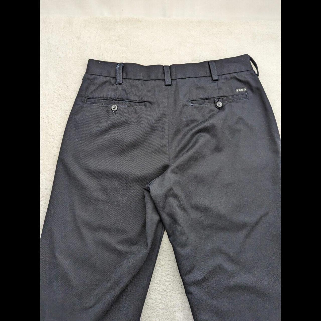 Mens IZOD Chino Trousers Black 100% Cotton Slim Fit... - Depop