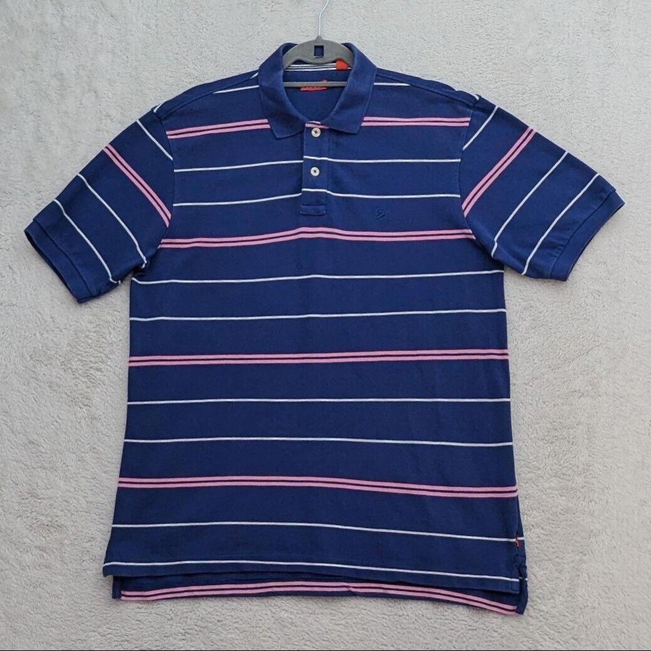 Mens Izod Polo Shirt Short Sleeve Striped Blue Pink... - Depop