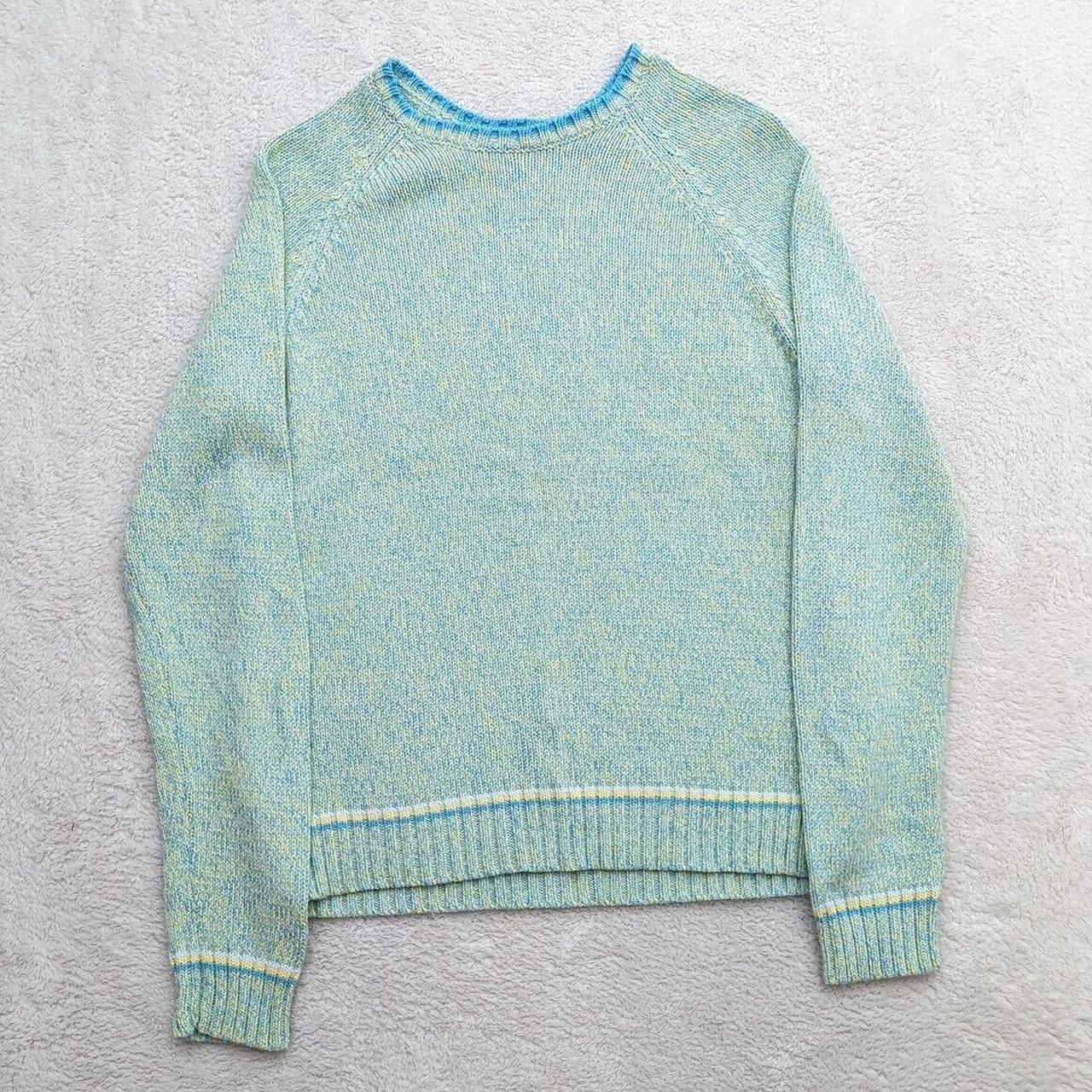 Womens IZOD Knit Sweater Blue Yellow Crew Neck... - Depop