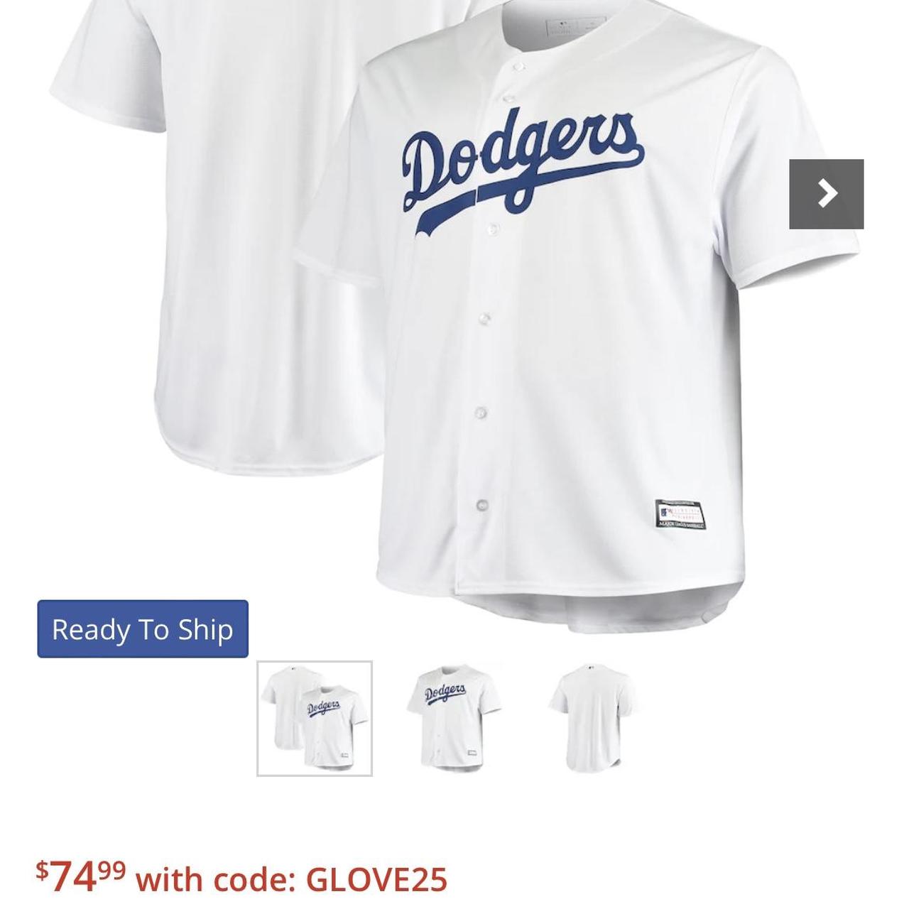 LA DODGERS JERSEY MAJESTIC COOL BASE TWO BUTTON - Depop