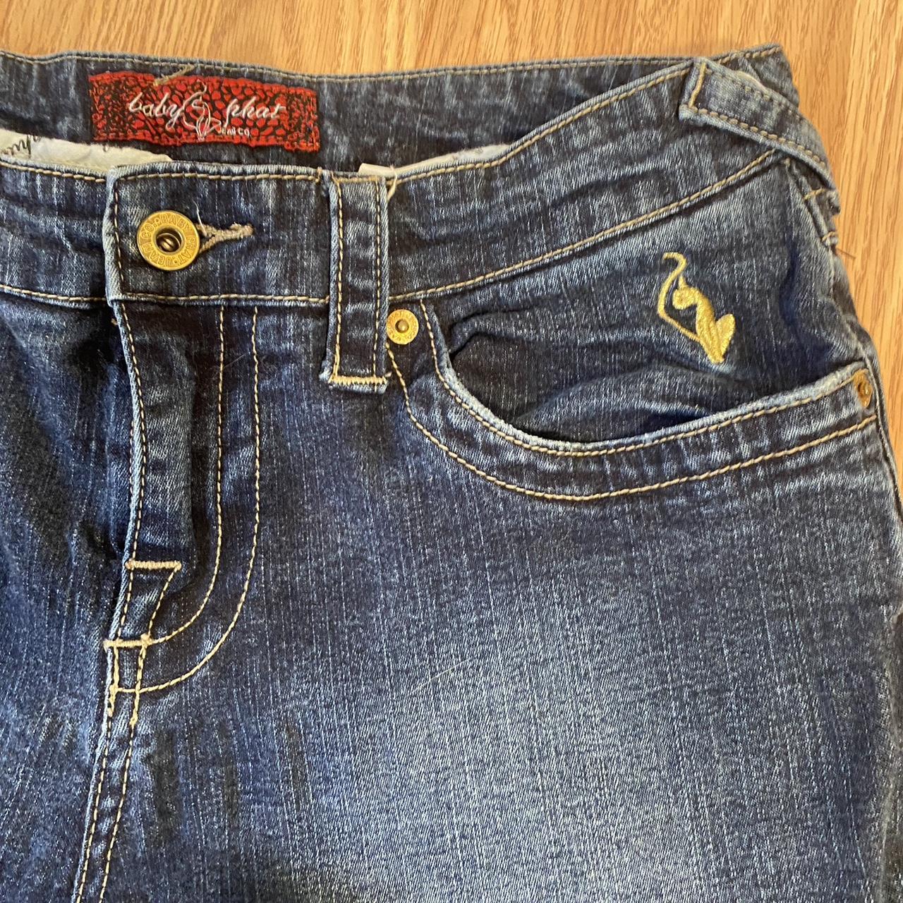 Baby Phat Women's Navy and Gold Jeans | Depop