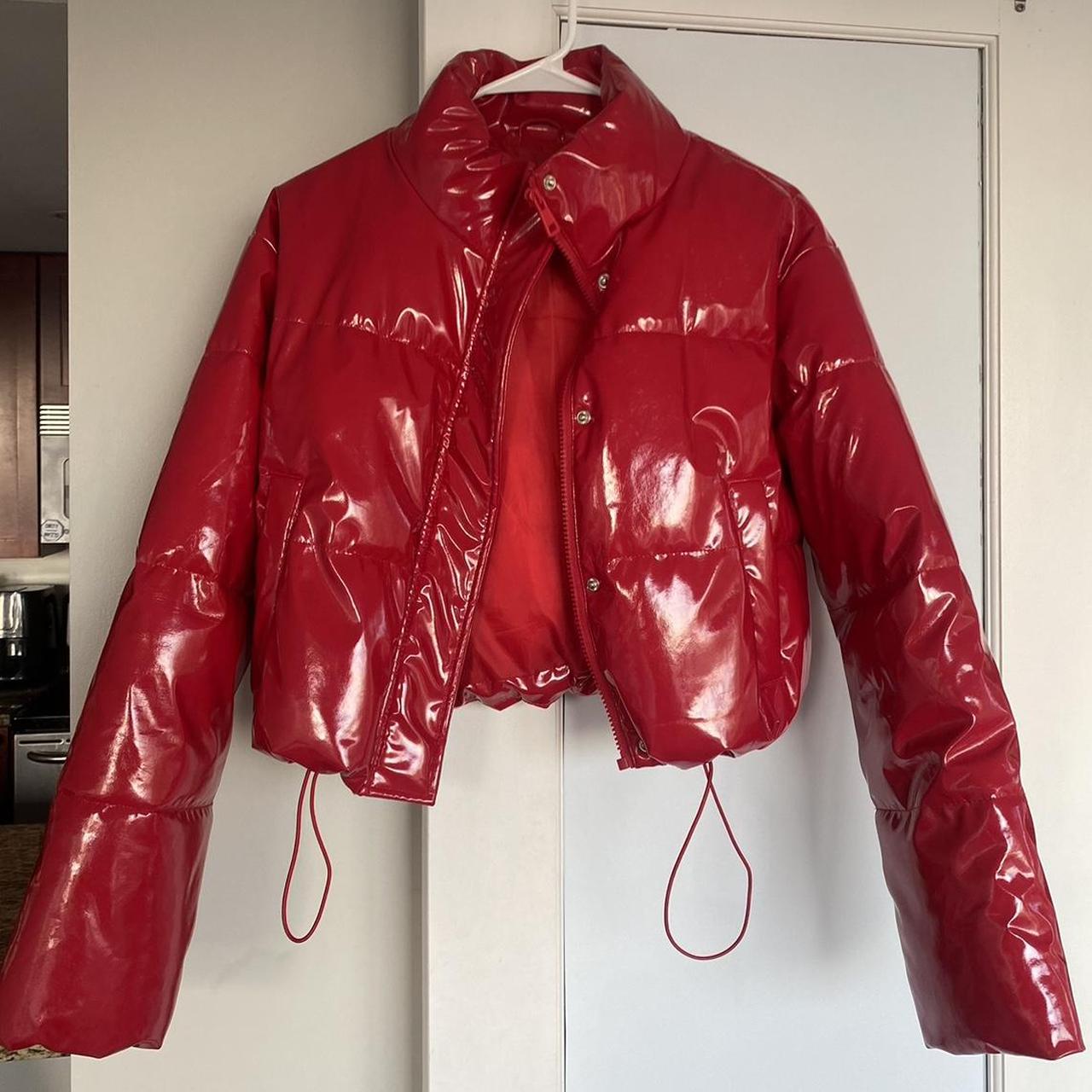 PLT Red Vinyl Bubble Puffer Jacket Size 4