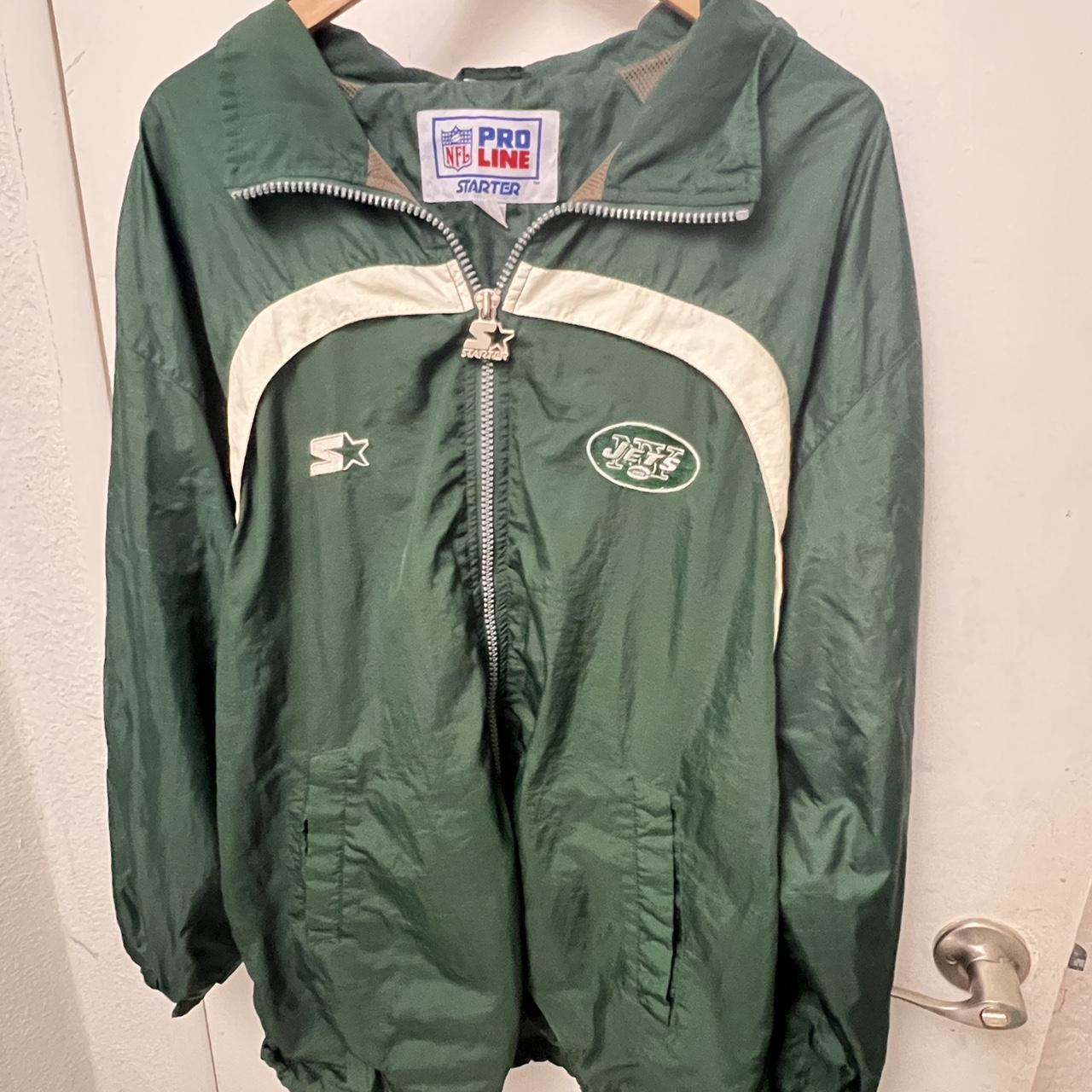 Vintage Starter Pro Line New York Jets 1/4 Zip Puffer Jacket Mens L Hooded shops Green