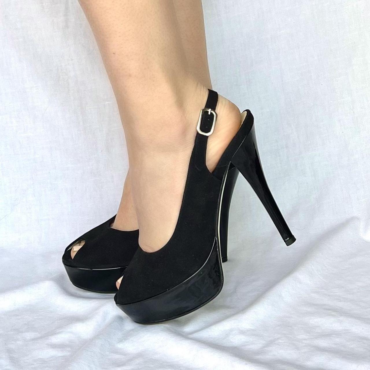 Vintage Bruno Magli Black Slingbacks Peeptoe Depop