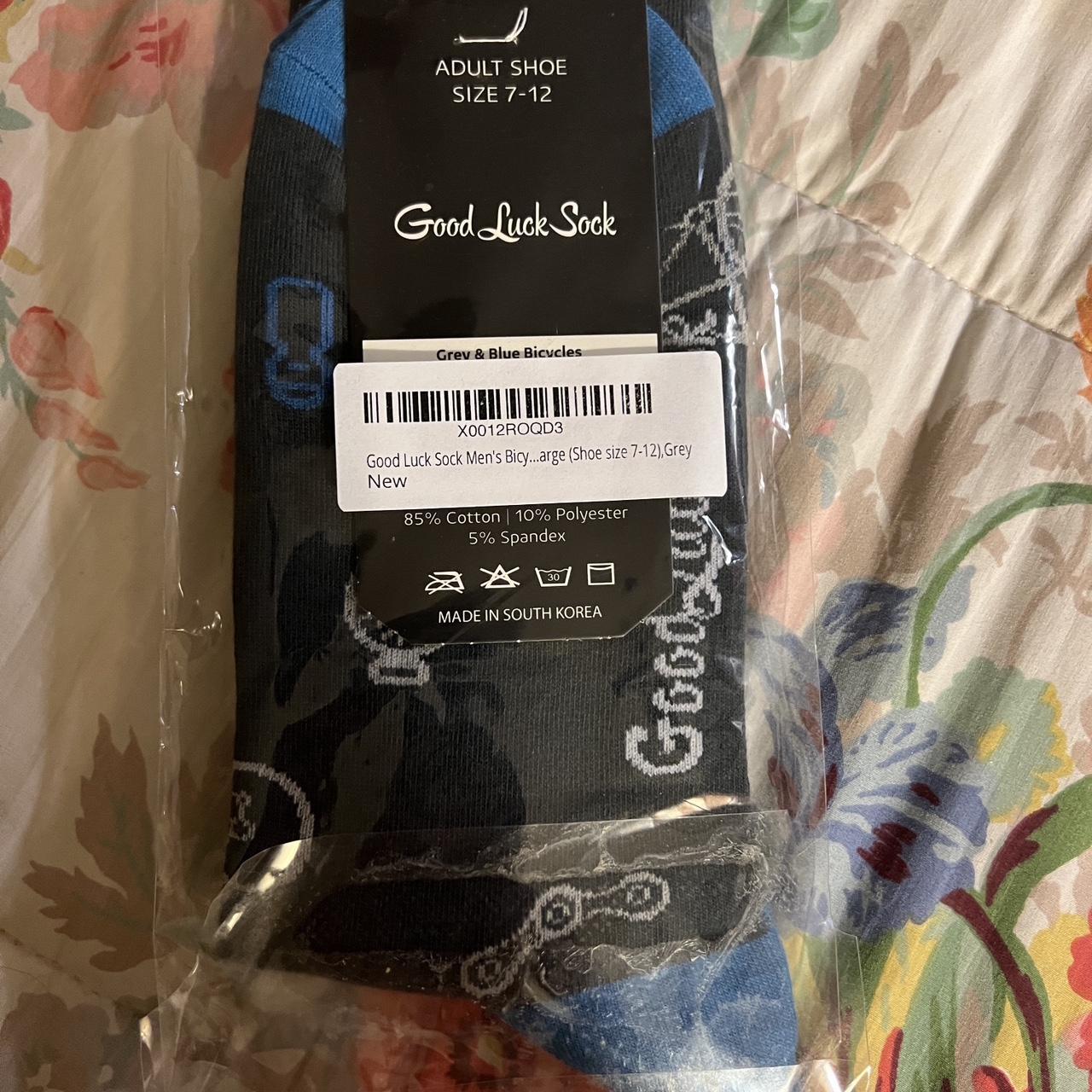 Good Luck Sock Men's Black and Blue Socks Depop