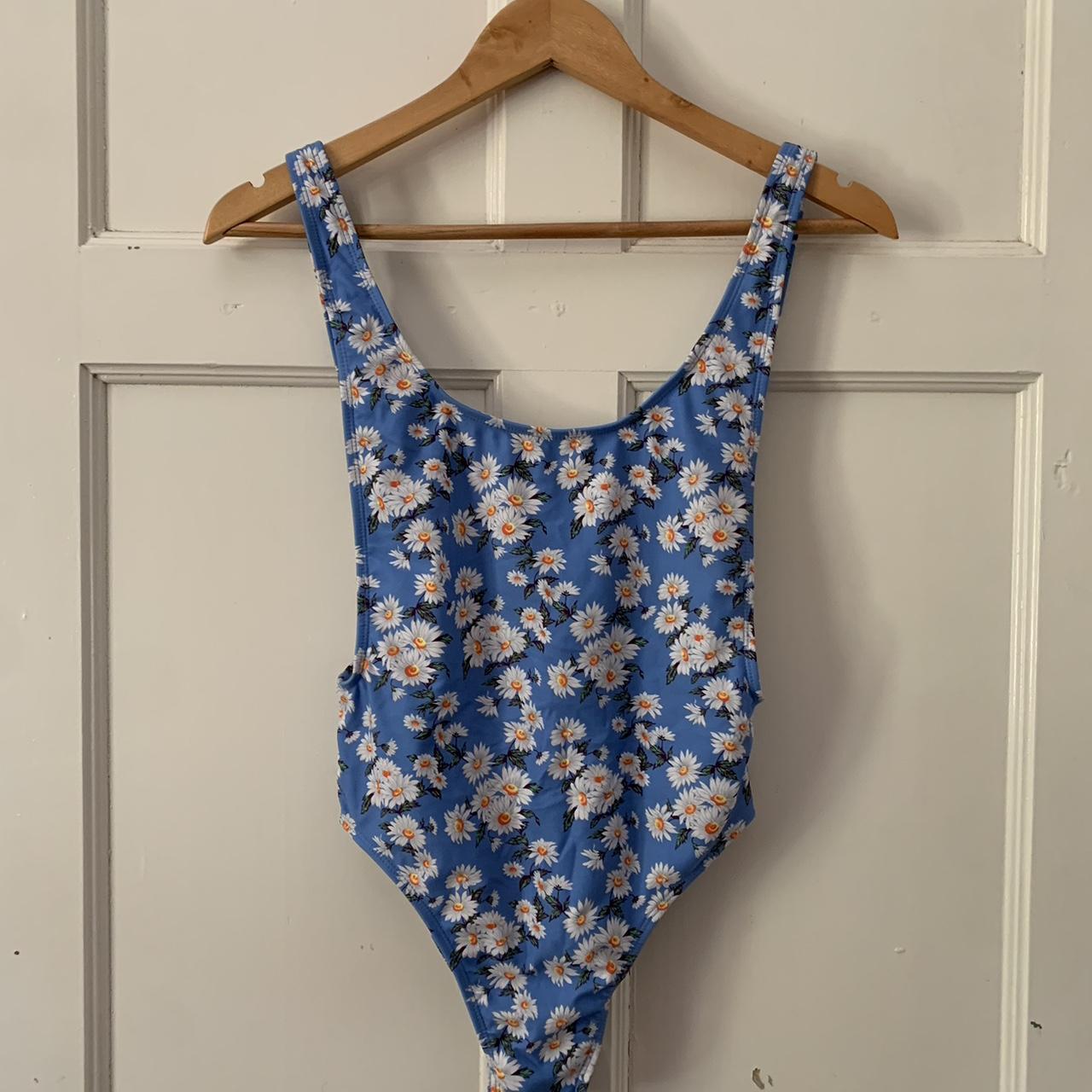 Blue daisy swimmers, high cut - Depop