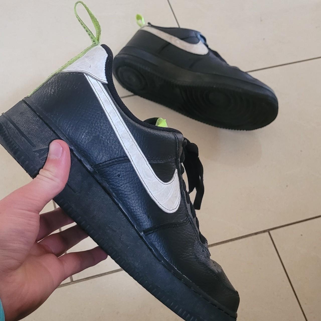 UK 8 Black Air Force 1 Reflective Nike tick Worn a. Depop