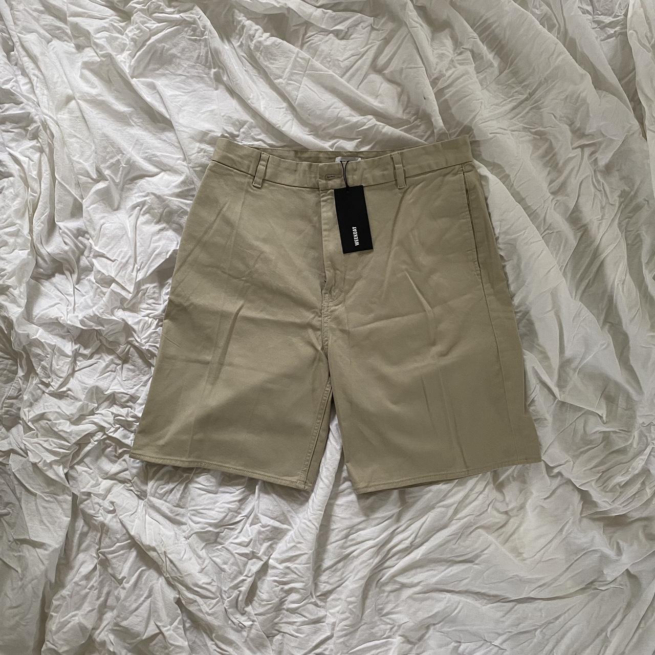 Weekday Ross Shorts Khaki/Beige Size 50 fits 33... - Depop