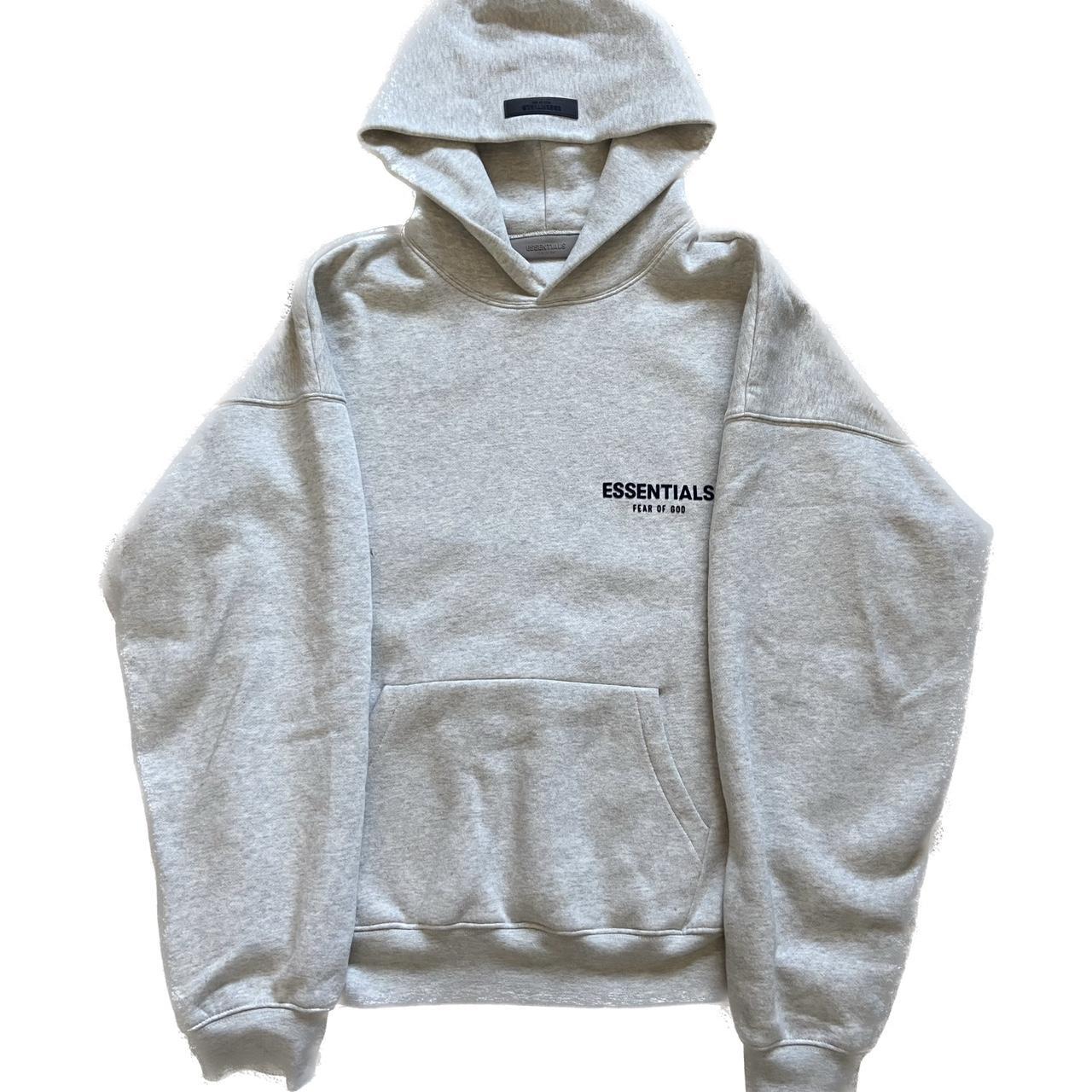 Essentials Men's White and Grey Hoodie | Depop