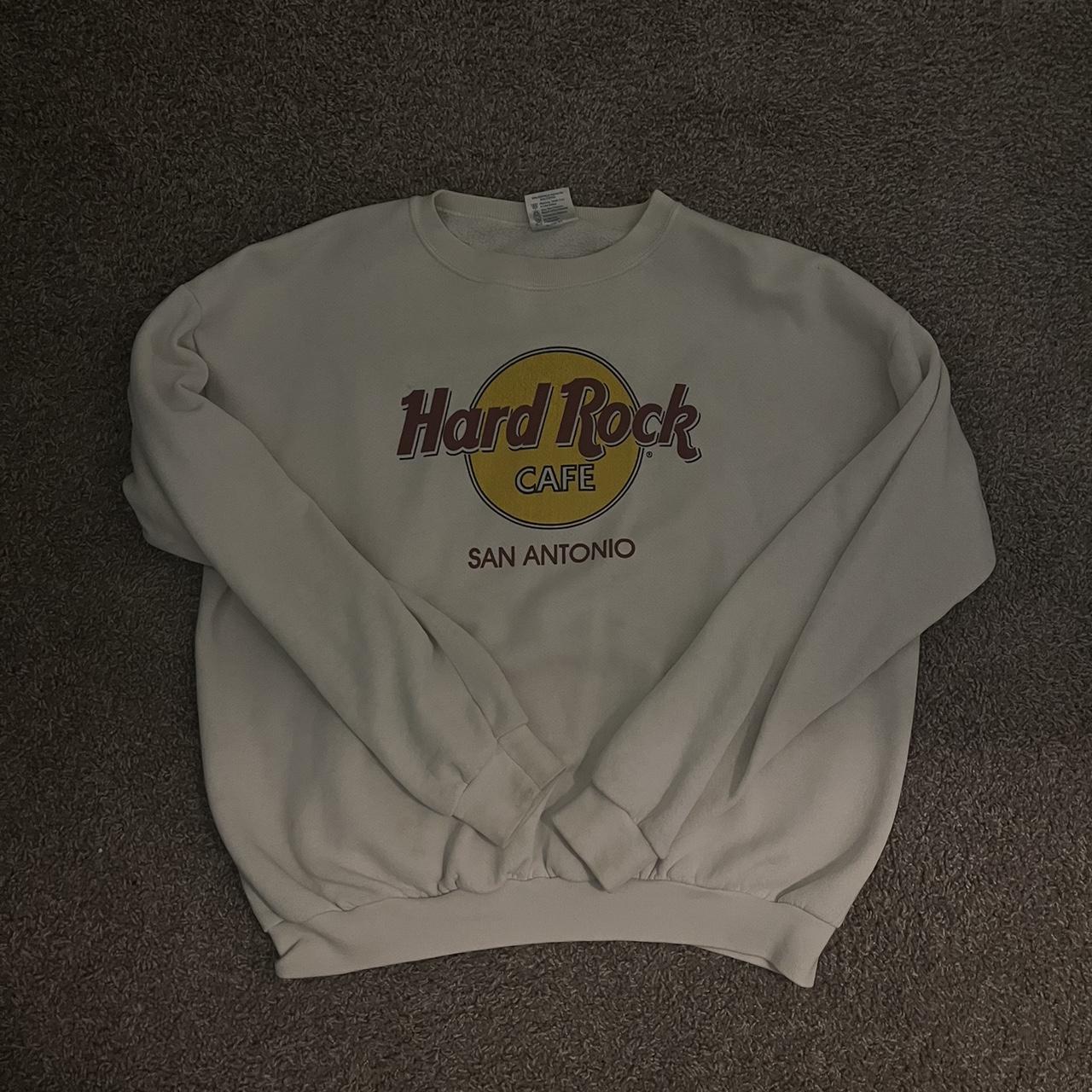 Hard rock sweater color: white size: Large - Depop