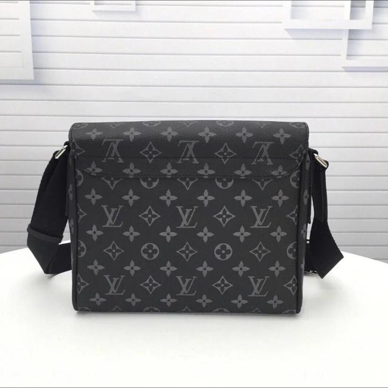 louis vuitton lv mens messenger bag black shipping... - Depop