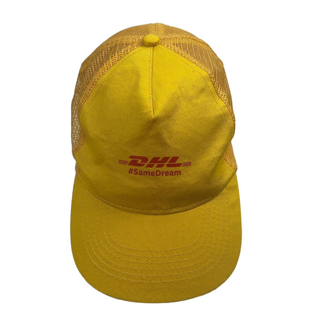 Vintage DHL Hat White Mesh Snap Back Trucker Cap... - Depop