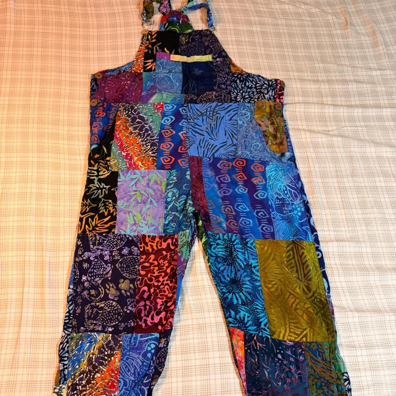 Women's Overalls - Multi - M – Colourful patchwor… - image 1