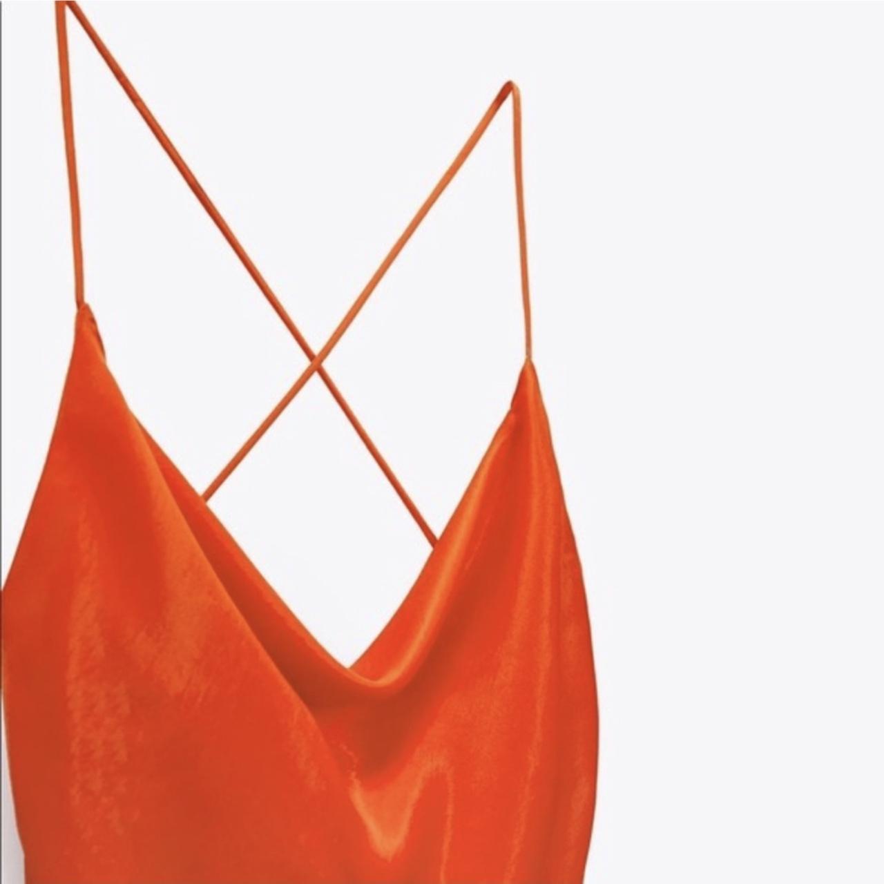Zara Women's Orange and Red Dress | Depop