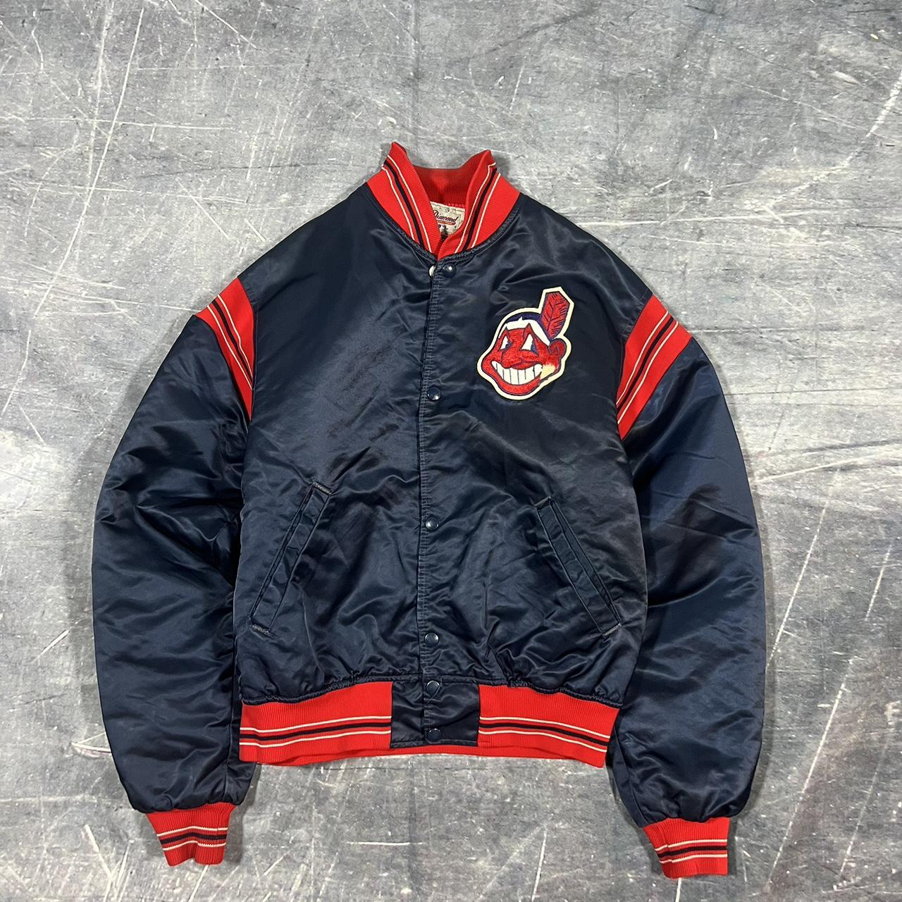 Vintage 80s Starter satin Cleveland Indians... - Depop