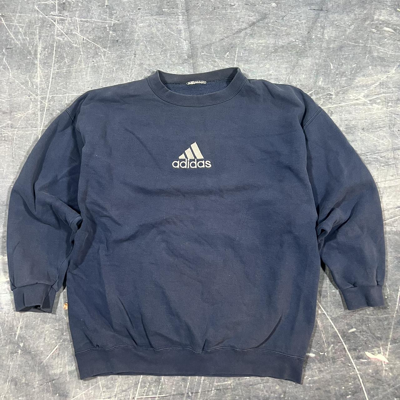 Vintage 90s Adidas navy center logo... - Depop